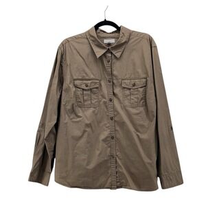 Charter Club Woman Button Up Shirt 20W Fatigue Safari Summer Comfy Relaxed